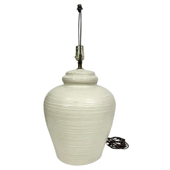 Vintage Table Lamp 1975 Beehive MCM Textured Danish Cream Ceramic Large Retro - Picture 7 of 12